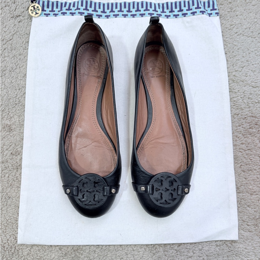 Tory Burch Miller Black Leather Flats